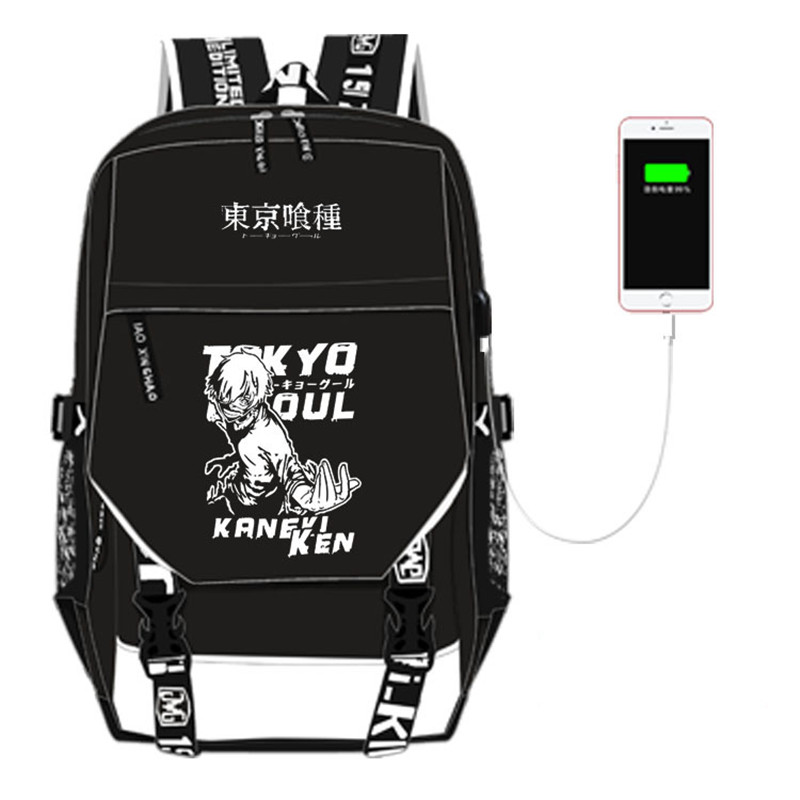 Tokyo Ghoul Mask - ホット日本アニメ東京グール印刷バックパック漫画旅行バックパックカネキケンショルダーバッグ USB 充電ラップトップバックパック