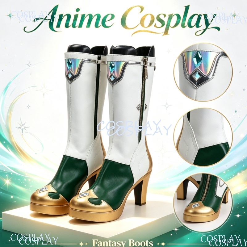 Anime Cosplay Plus Size - 原神（Genshin Impact）のヴェスナ・スニャーナをイメージした、コミックコンやアニメのコスプレパーティーで使える、カスタムメイドのハイヒールシューズ（プラスサイズ）。 ​ ​ ​