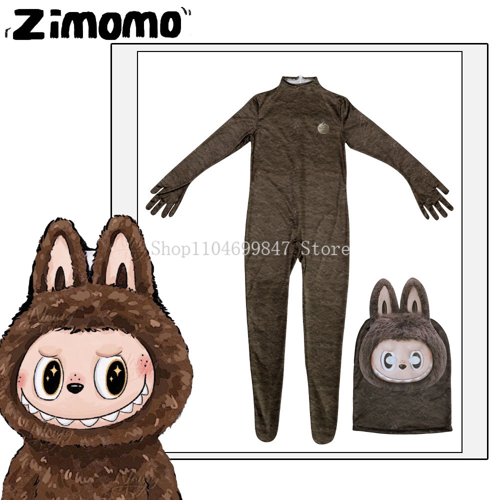 Anime Cosplay Jumpsuit - 漫画モンスター Zimomo コスプレ衣装テーマパークパーティーかわいい毛皮のような衣装フード手袋ハロウィンパーティー男の子女の子ボディスーツ