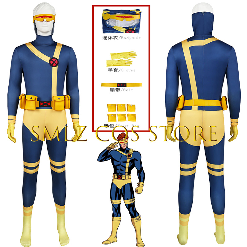 Anime Cosplay Jumpsuit - スコット・サマーズ コスプレ サイクロプス コスチューム ヒーロー メンズ