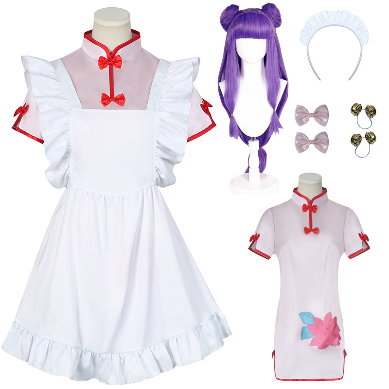 Anime Cosplay Waifu - シャンプーコスプレらんま1/2コスプレ衣装ウィッグ女性チャイナドレスエプロンドレスメイド服コミコンパーティーロールプレイング服