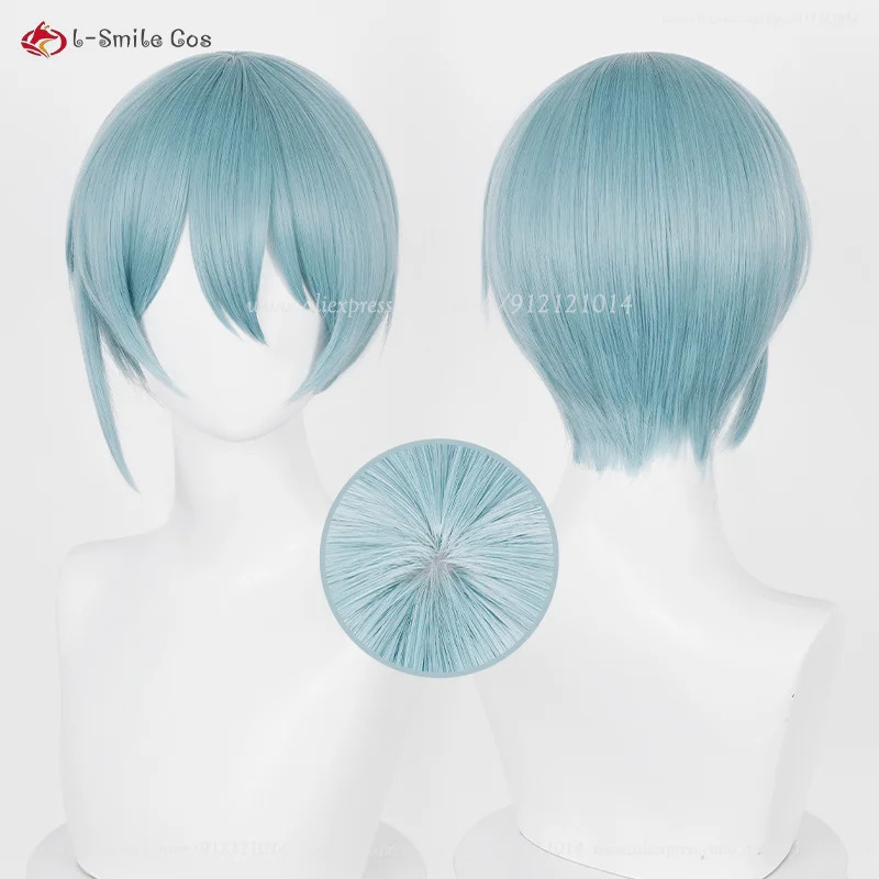 Anime Cosplay Blue Hair - アニメヒオリヨコスプレ 28 センチメートルライトブルーかつら耐熱人工毛ハロウィンコスチューム + ウィッグキャップ