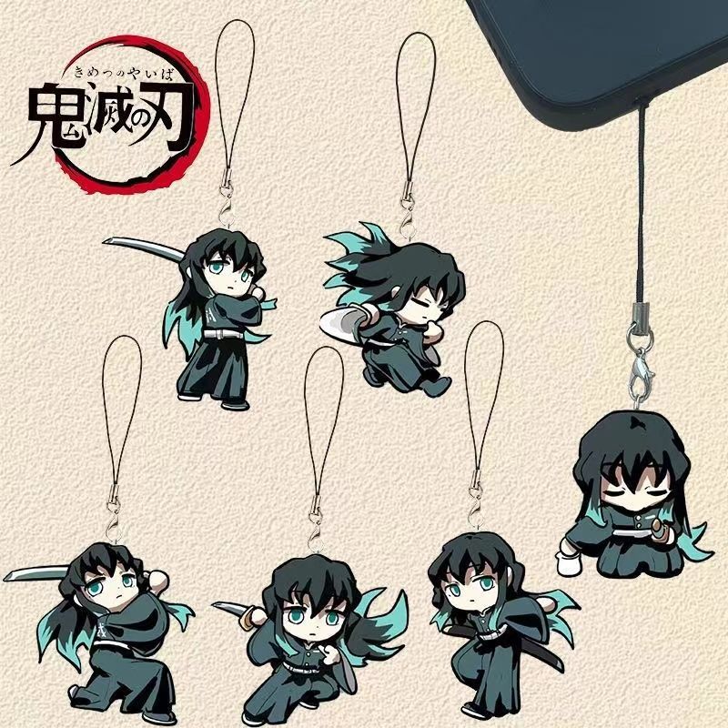 Anime Cosplay Demon Slayer - アニメデーモンスレイヤーキーホルダー トキトル・ムイチロ周辺アクリルペンダント学生スクールバッグペンダント携帯電話ストラップギフト