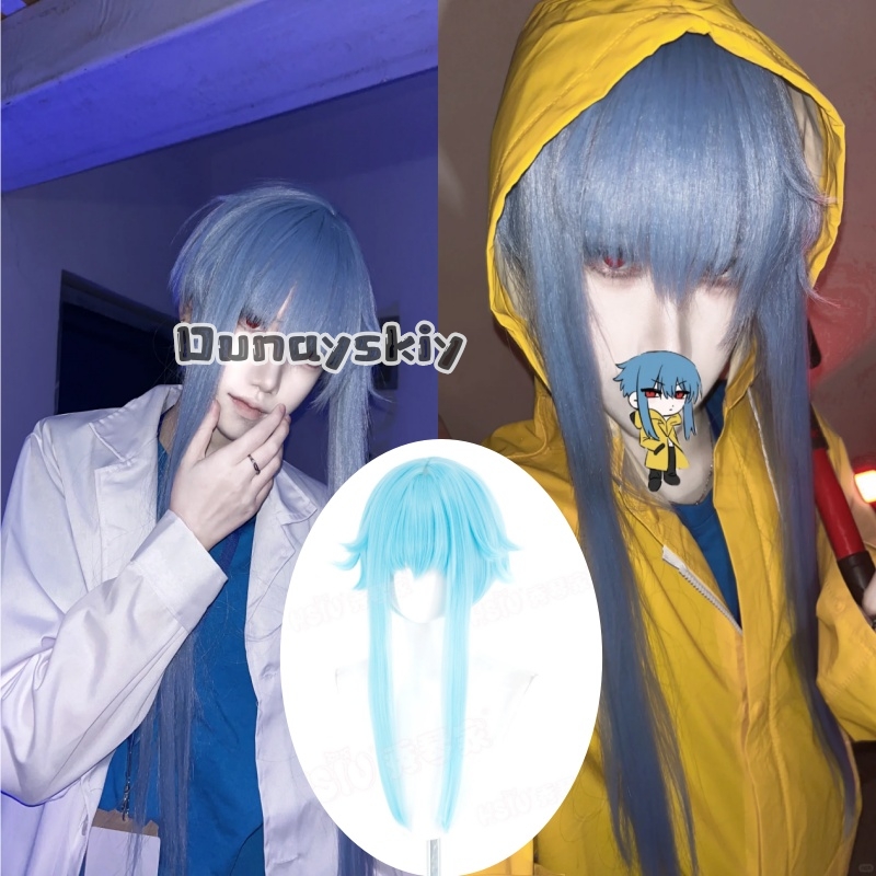 Zenos Anime Cosplay - Usirono コスプレ衣装ウィッグ白衣青髪黄色レインコートベルトセット制服ハロウィンアニメゲーム ZENO コスプレパーティー用
