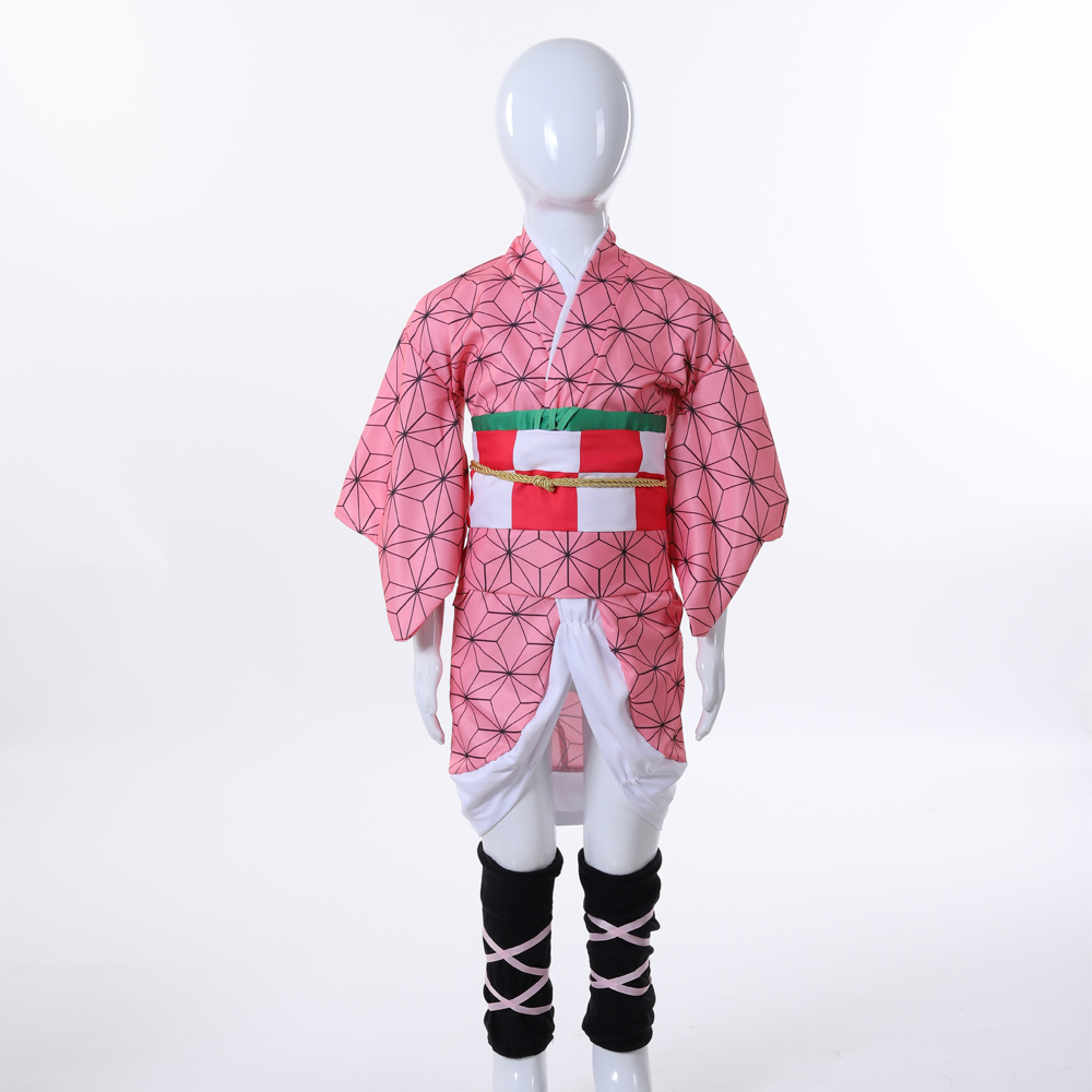 竈門禰豆子コスプレセット 日本風着物 ピンク着物 竹製口枷付 - Anime Cosplay Demon Slayer のレビューと価格