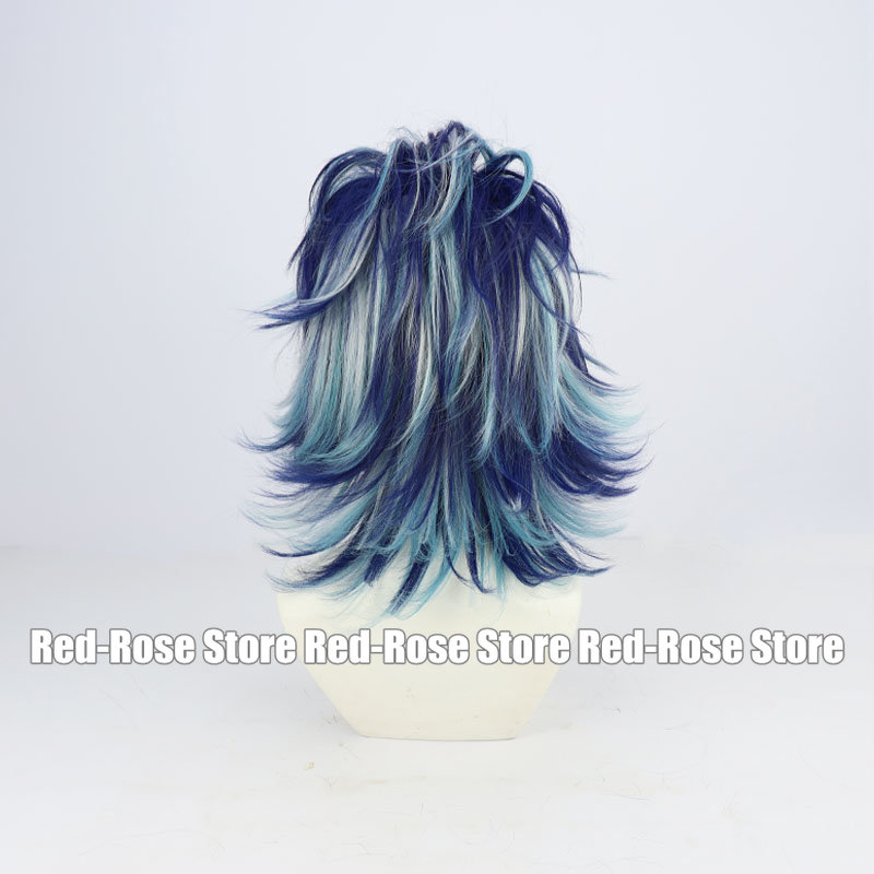 タイジュ・シバ風コスプレウィッグ。青色のミックスカラーで、短 - Anime Cosplay Blue Hair のレビューと価格