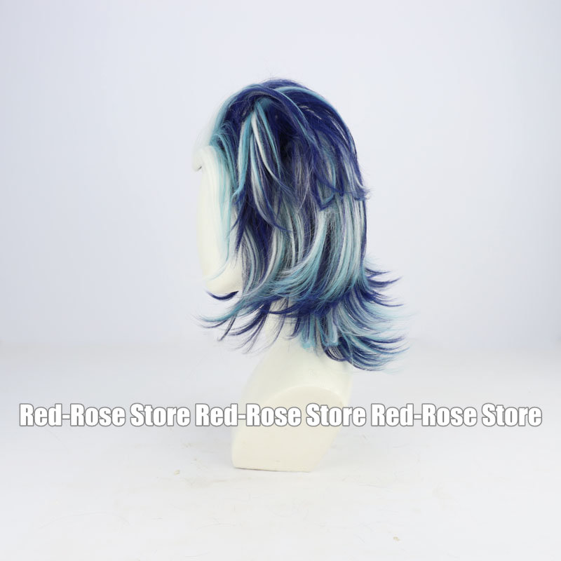 タイジュ・シバ風コスプレウィッグ。青色のミックスカラーで、短 - Anime Cosplay Blue Hair のレビューと価格