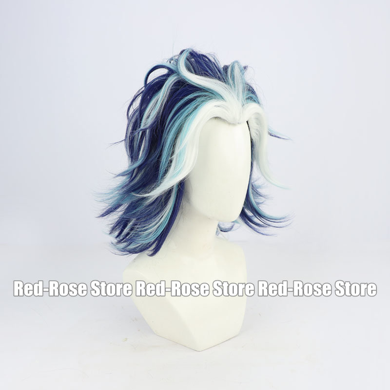 タイジュ・シバ風コスプレウィッグ。青色のミックスカラーで、短 - Anime Cosplay Blue Hair のレビューと価格