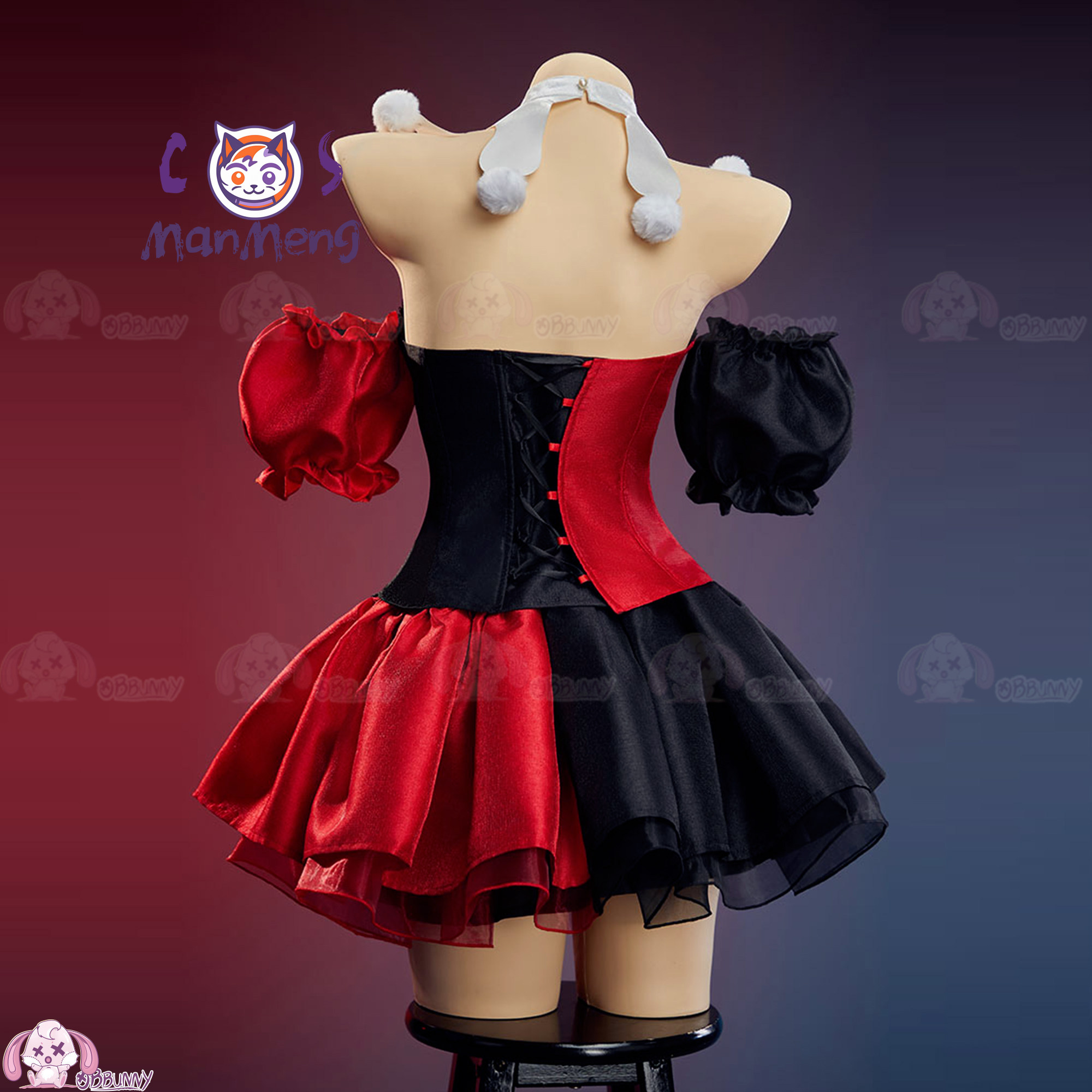 新しいピエロゴシックロリータウエストスカート赤と黒のカラーブ - Anime Cosplay Red のレビューと価格