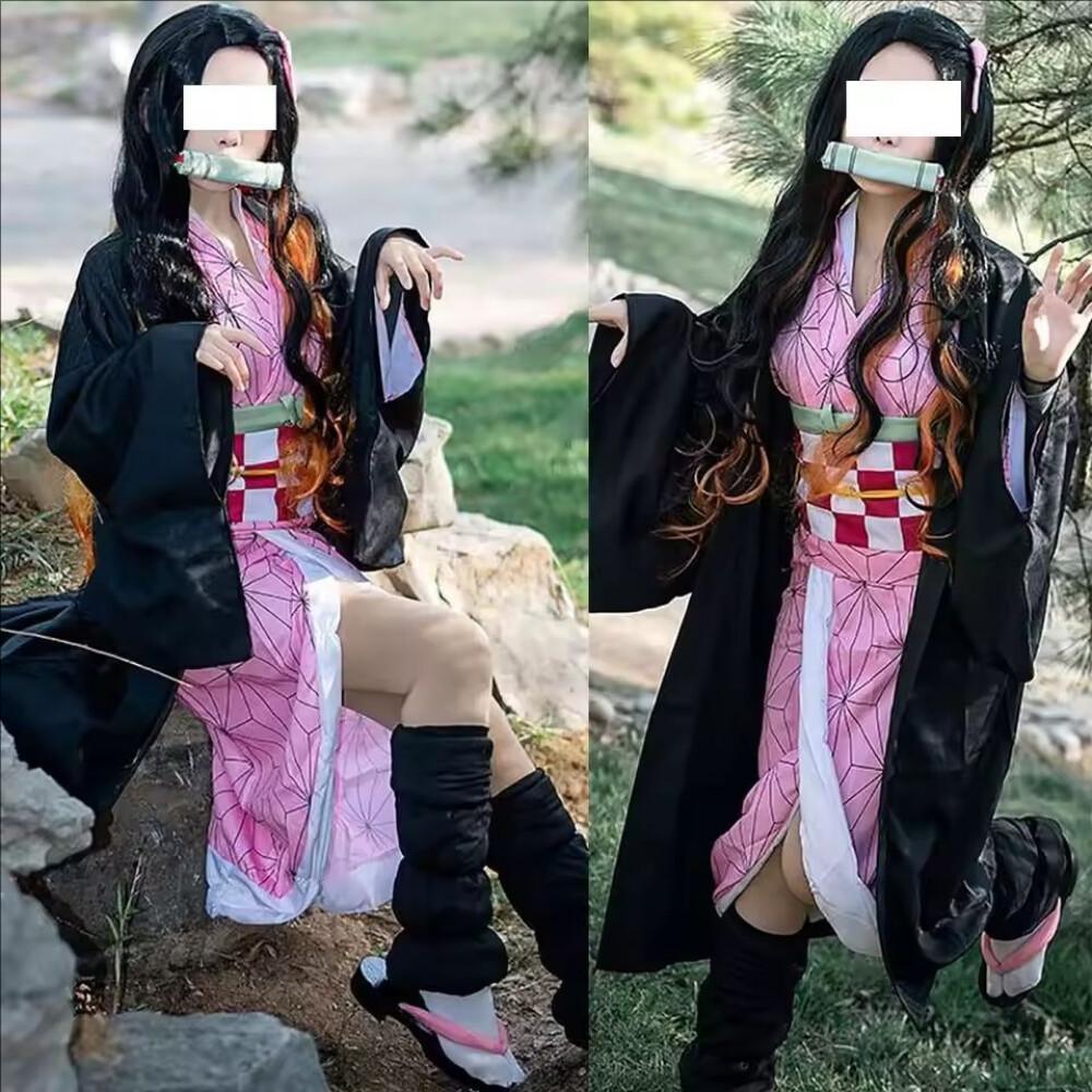 アニメ鬼滅の刃カマドねずこコスプレ衣装 大人子供女性着物ウィ - Demon Slayer Haori のレビューと価格