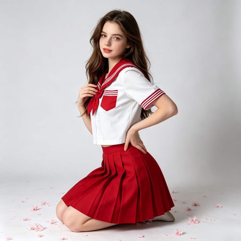 学校制服 ベーシック 新日本赤半袖 JK セーラースーツ、学 - Cosplay Anime Basic のレビューと価格