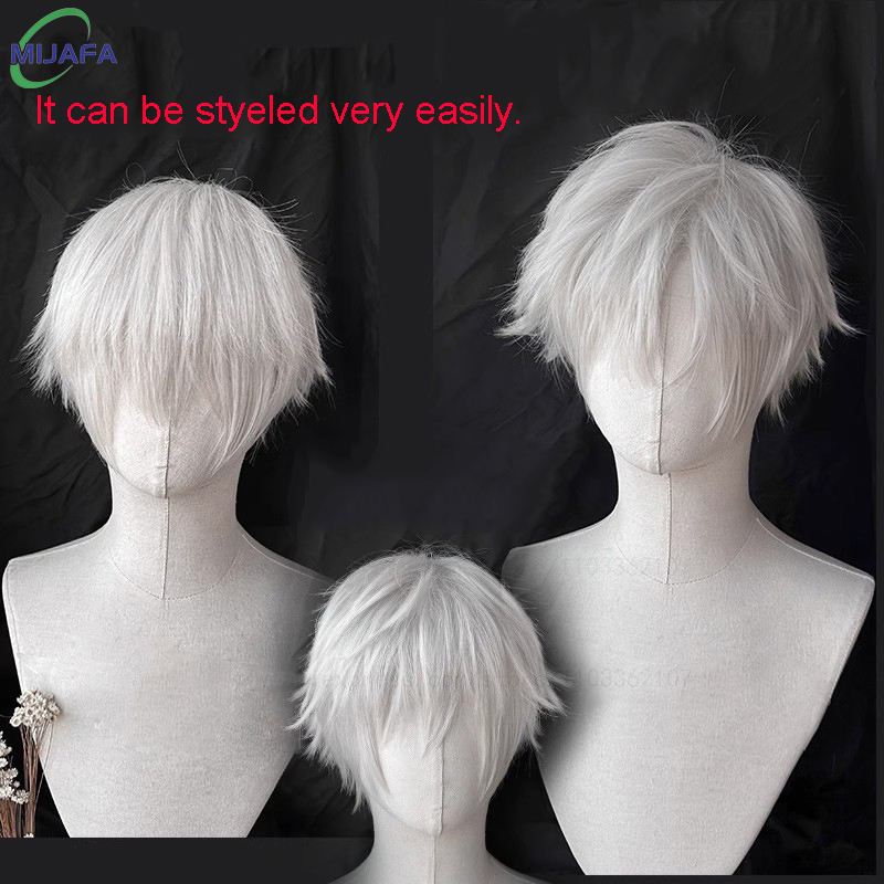 高品質カネキケンコスプレウィッグ五条悟ナギ征士郎ショートシル - Tokyo Ghoul Mask のレビューと価格