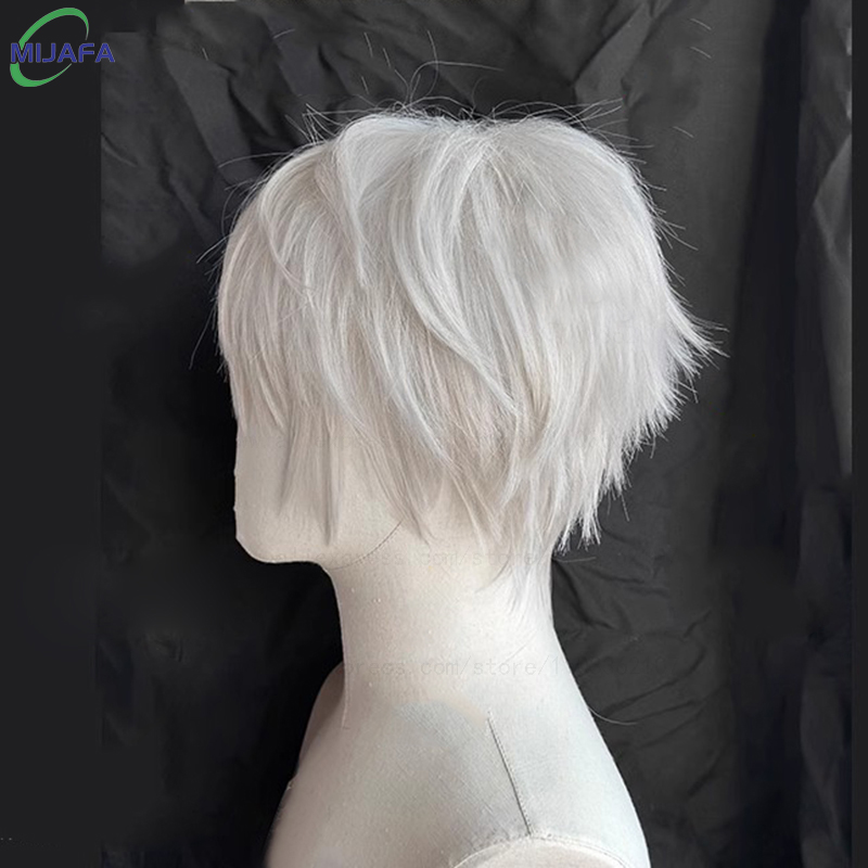 高品質カネキケンコスプレウィッグ五条悟ナギ征士郎ショートシル - Tokyo Ghoul Mask のレビューと価格
